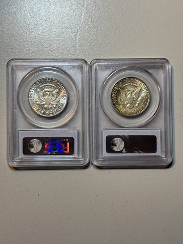 1964 P&D Kennedy Half Dollar Toned Set PCGS MS65/64 Old White Holders - Picture 2 of 10