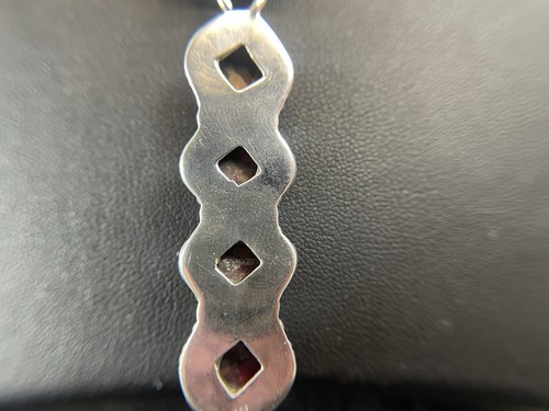 Collar con cuentas colgante de dalia rosa roja de plata de ley - Imagen 6 de 11