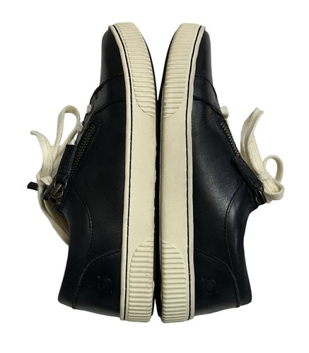 Born Paloma Sneaker Shoe Lace Up Side Zip Black Leather Women Size 7 EUC - Picture 7 of 11