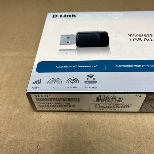 Brand New D-Link Wireless AC Dual Band USB Wi-Fi Network Adapter (DWA-171) - Picture 2 of 7