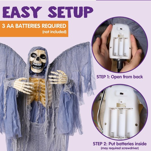 Joyin 67" Halloween Dekoration Outdoor Lebensgroß Animatronics Sensenmann So... - Bild 4 von 8