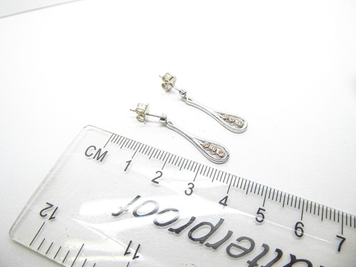 Clogau Gold Silver & 9ct Rose Gold Royal Crown Diamond Drop Earrings - Picture 5 of 7