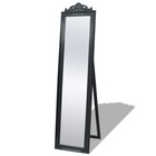 Black Baroque Free-Standing Mirror 160x40cm Wood & Glass Full Length Frame Style