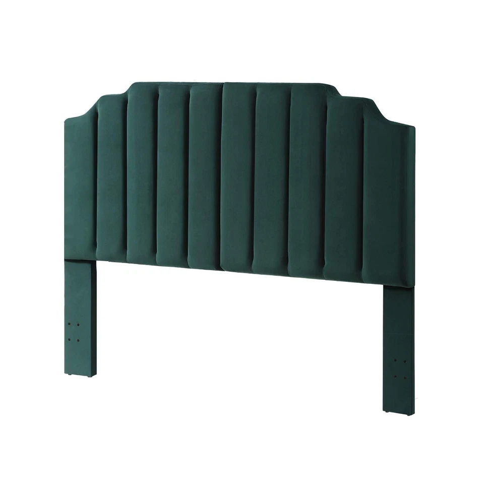 Cabecero tapizado King de terciopelo jade 24KF, moderno canal vertical D... Foto 3 de 4