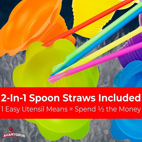 Leak Proof & Drip Catching, Super Cute Reusable 4oz Flower Snow Cone Cups wit... - Picture 3 of 6