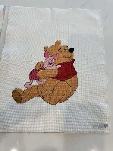 VTG Needlepoint Disney Winnie The Pooh & Piglet Cross Stitch Pictures Nursery - Picture 2 of 11