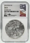2014 AMERICAN SILVER EAGLE NGC MS70 JOHN MERCANTI SIGNED BEAUTIFUL COIN