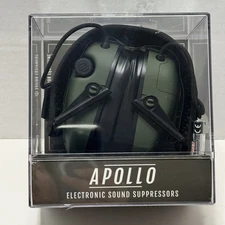 Apollo Electronic Hearing Protection Muffs Shooting Olive Green 24dbNRR NEW