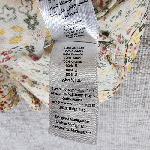 Petit Bateau Cotton Dress Fit Flare Girls 6 Yellow Green Red Floral Cottage - Picture 10 of 10