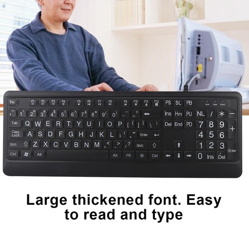 Ergonomic USB Interface Multimedia LED White Backlight Keyboard For Old Man - Picture 4 of 7