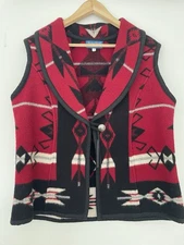 Justin Kraff Wool Tie Close Vest Buffalo Nickel Button Size Medium