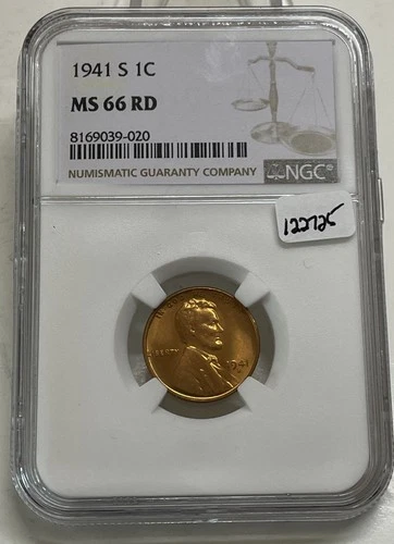 1941 S Lincoln Wheat Cent / Penny 1c NGC MS 66 RD Red Mint State Coin