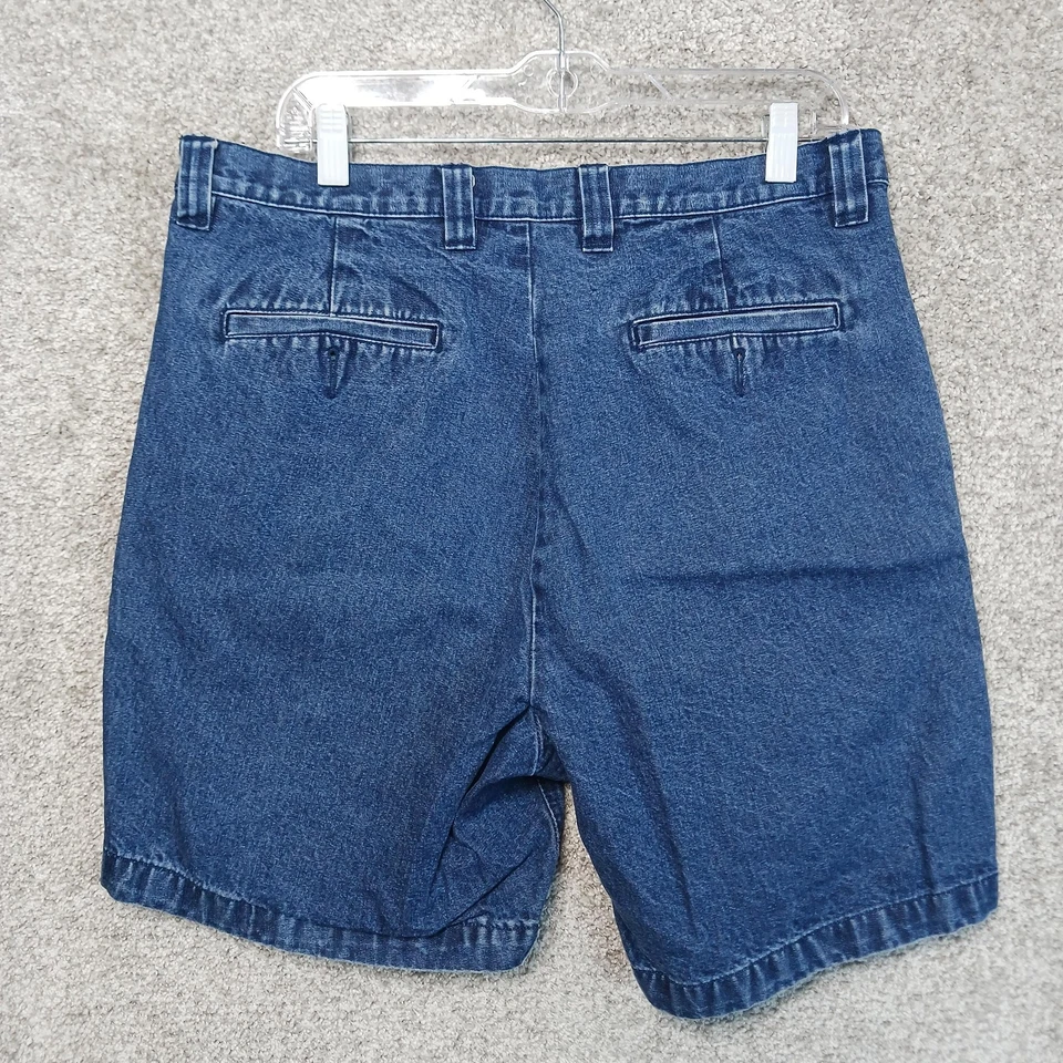 St Johns Bay Shorts Mens 36 Blue Denim Pleated Classic Casual Relaxed Fit - Image 2 of 4