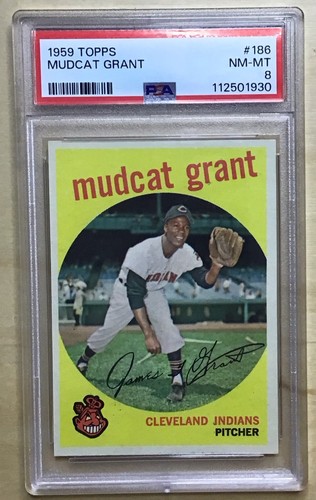 🔥1959 Topps Baseball #186 Mudcat Grant PSA 8 Cleveland Indians