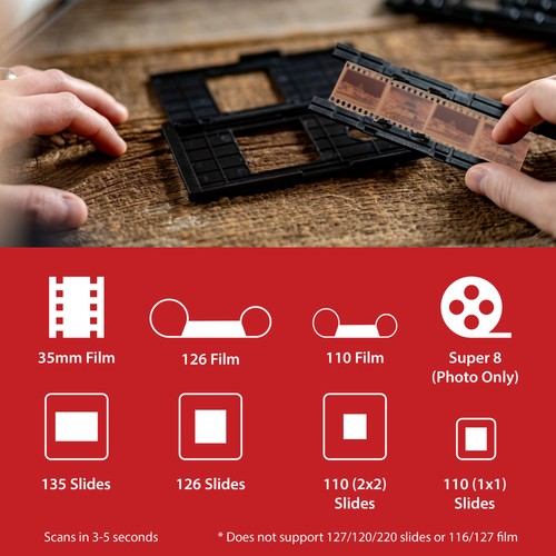 Magnasonic 25MP Film Scanner, 5" Display, Long Tray 35mm Negative Film Holders - Afbeelding 4 van 9