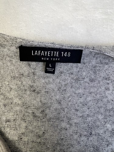 Lafayette 148 Sterling Gray Zip Up Sleeveless Vest Women Size Large (STAIN) - Picture 5 of 9