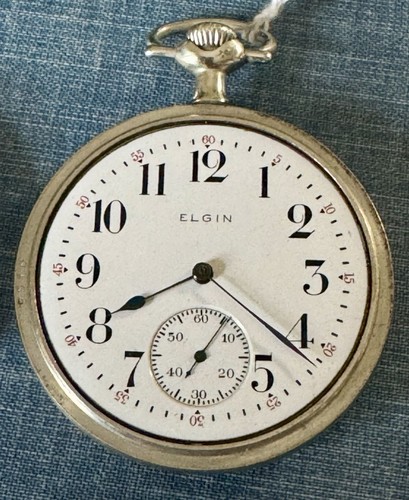 ANTIQUE 1914 ELGIN GRADE 293 7j 16s OPENFACE POCKET WATCH - Running - Picture 4 of 10
