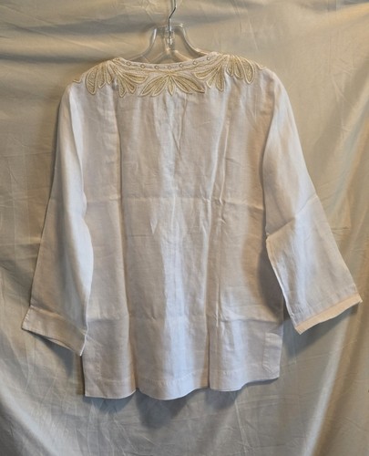 Lilly Pulitzer Women's Amelia Island Blouse Tunic 100% Linen, White. Size M - Picture 3 of 6