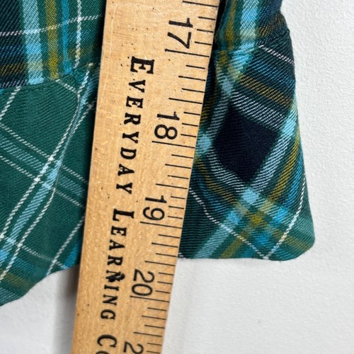 J Jill Plaid Top XL 3/4 Sleeve Green Boho Lagenlook Lightweight Office Academia - Picture 8 of 9