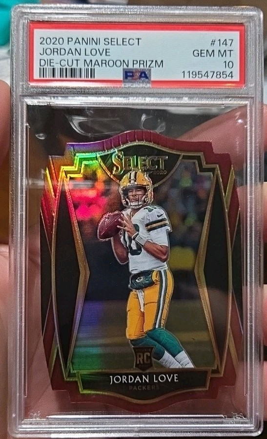 2020 Select  Jordan Love Premier Level Maroon Die-Cut Prizm No.147 PSA GEM MT 10