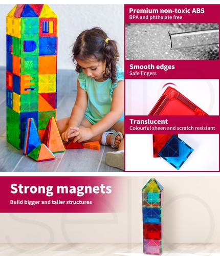Bopeep Kids Magnetic Tiles Blocks Building Educational Toys Children Gift Play - Picture 6 of 32