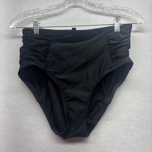 Damen-Bikiniunterteil aquagrün hoch tailliert gerafft seitlich schwarz S neu mit Etikett - Bild 6 von 9