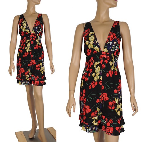 ROBERTO CAVALLI ONE PIECE JUMPER DRESS FLORAL PRINT SILK sz IT 46 US 10 - Picture 3 of 8