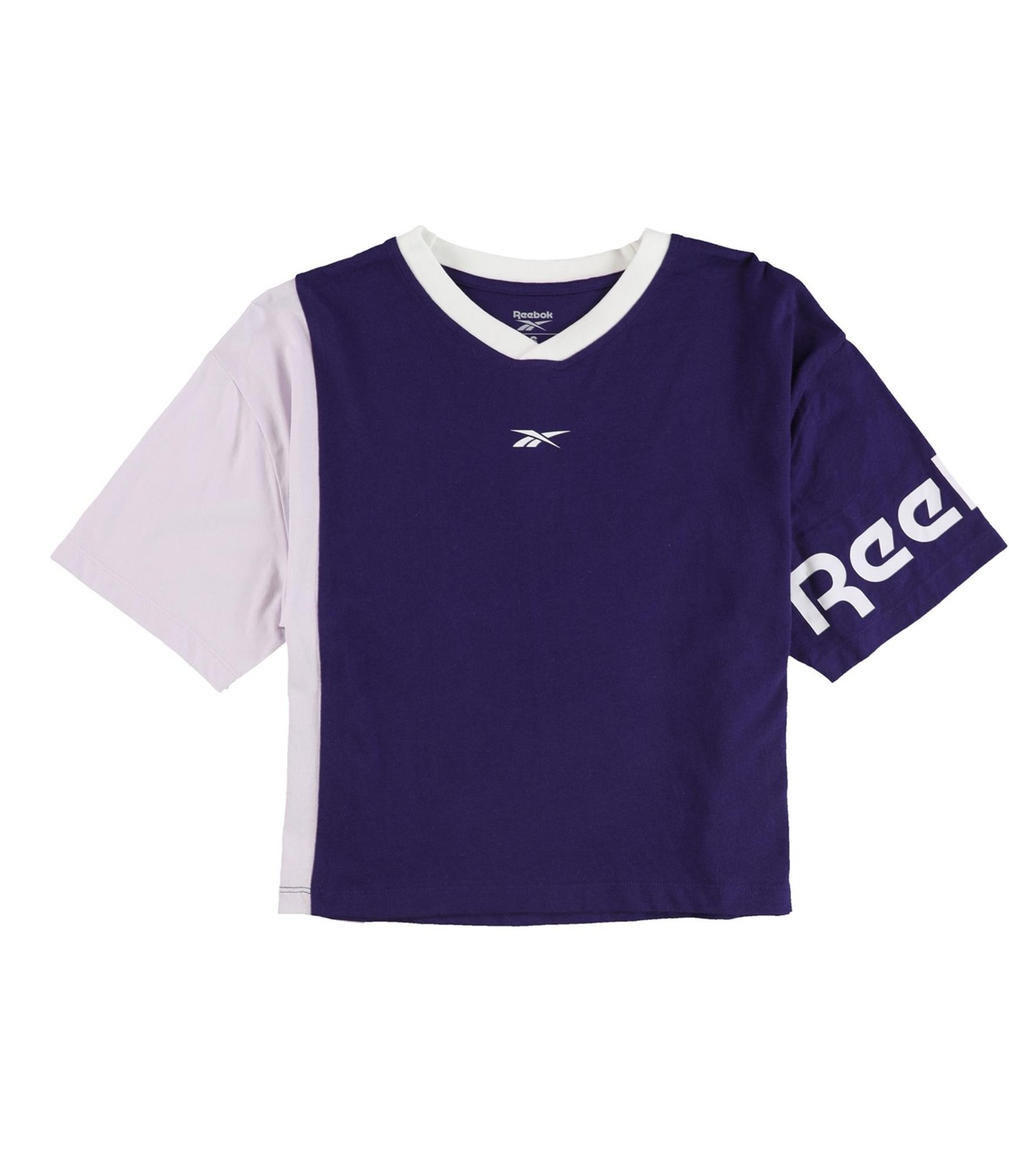 Женская укороченная футболка с линейным логотипом Reebok, фиолетовая, Маленькая