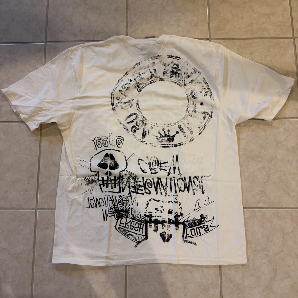 Stussy Skulls Pigment Dyed Tee Natural Brand New 100% Authentic Sz
