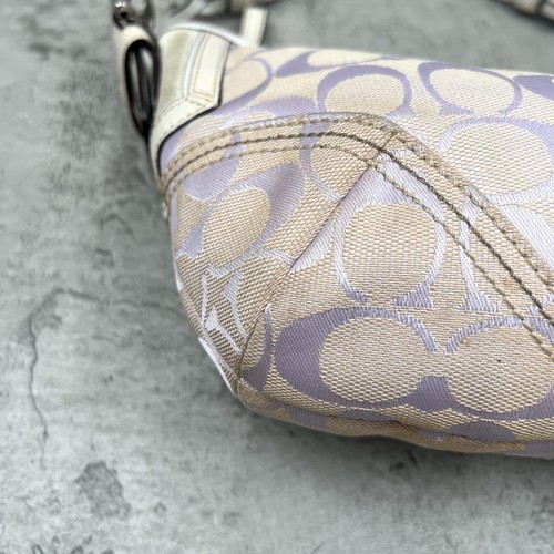 Bolso de Mano Coach Signature Bolso de Hombro de Lona Púrpura Para Mujer USADO DE JAPÓN - Imagen 9 de 15