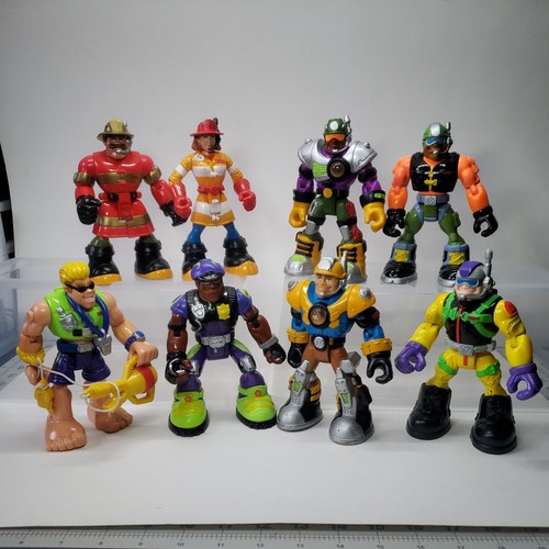 Menge 8 Vintage Mattel Rescue Heroes Actionfiguren Spielzeug Details Beschreibung.