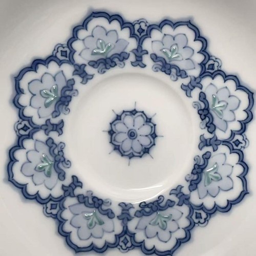 Okura Art China Gosu Shosoin Demitas Cup Saucer 2 Sets Hand-Drawn White - Picture 13 of 14
