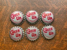 Lot Of 6 Vintage CHEER UP Soda Pop Bottle Cap Cork Back