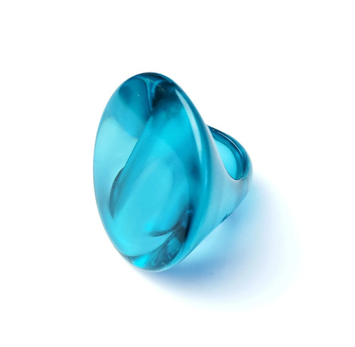 Sobral Classicos Agnes Transparent Aqua Blue Artist Made Ring Size 7 - Picture 3 of 7