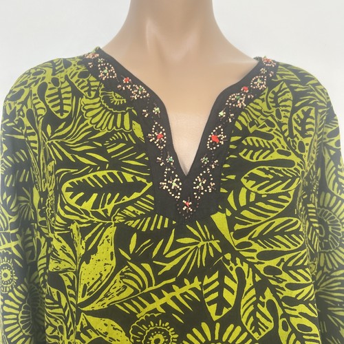 Original Anthony Green Black Beaded Bohemian Tunic Shirt Top 1X Excellent! - Picture 3 of 8