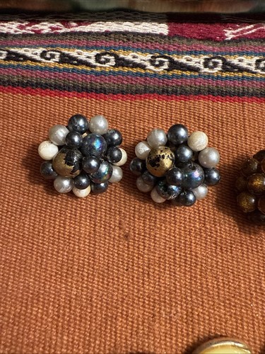 Lote de joyas vintage pendientes racimo con cuentas clip - Imagen 2 de 16