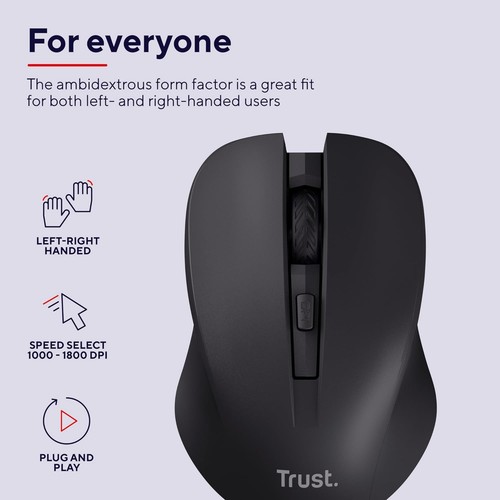 Trust Mydo Silent Wireless Mouse, 82% Recycled Plastics, 1000-1800 DPI, Storable - Picture 7 of 10