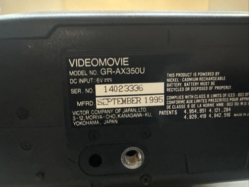 JVC GR-AX350 Compact VHS Video Camera Untested- Unit Only. - Picture 5 of 5