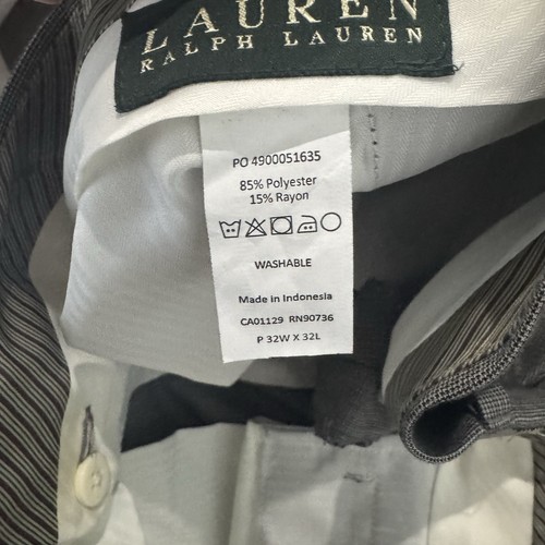 Lauren Ralph Lauren Pants 32 x 32 Gray Pleated Cuffed Trousers Classic Business - Picture 7 of 8