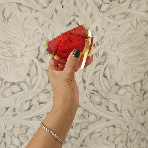 Vintage 60s MCM Red Murano Geometric Faceted Cased Glass Trinket Dish Ashtray - Picture 5 of 20