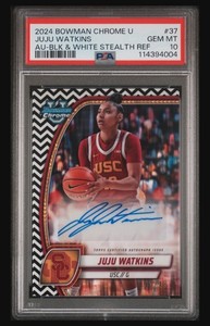 2024-25 Bowman Chrome U #37 Juju Watkins Black/White Stealth Auto /48 PSA 10
