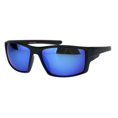 Herren Warp Around Kunststoff Quadrat Rechteckig Sport Sonnenbrille - Bild 2 von 17