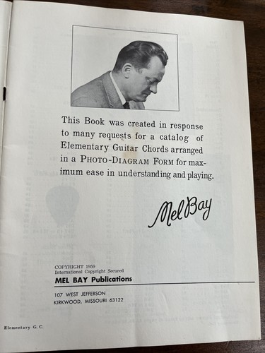 1959 Guitar Chord Photo Diagram Form Mel Bay Guitar Instruction Learn Vintage - Picture 3 of 6