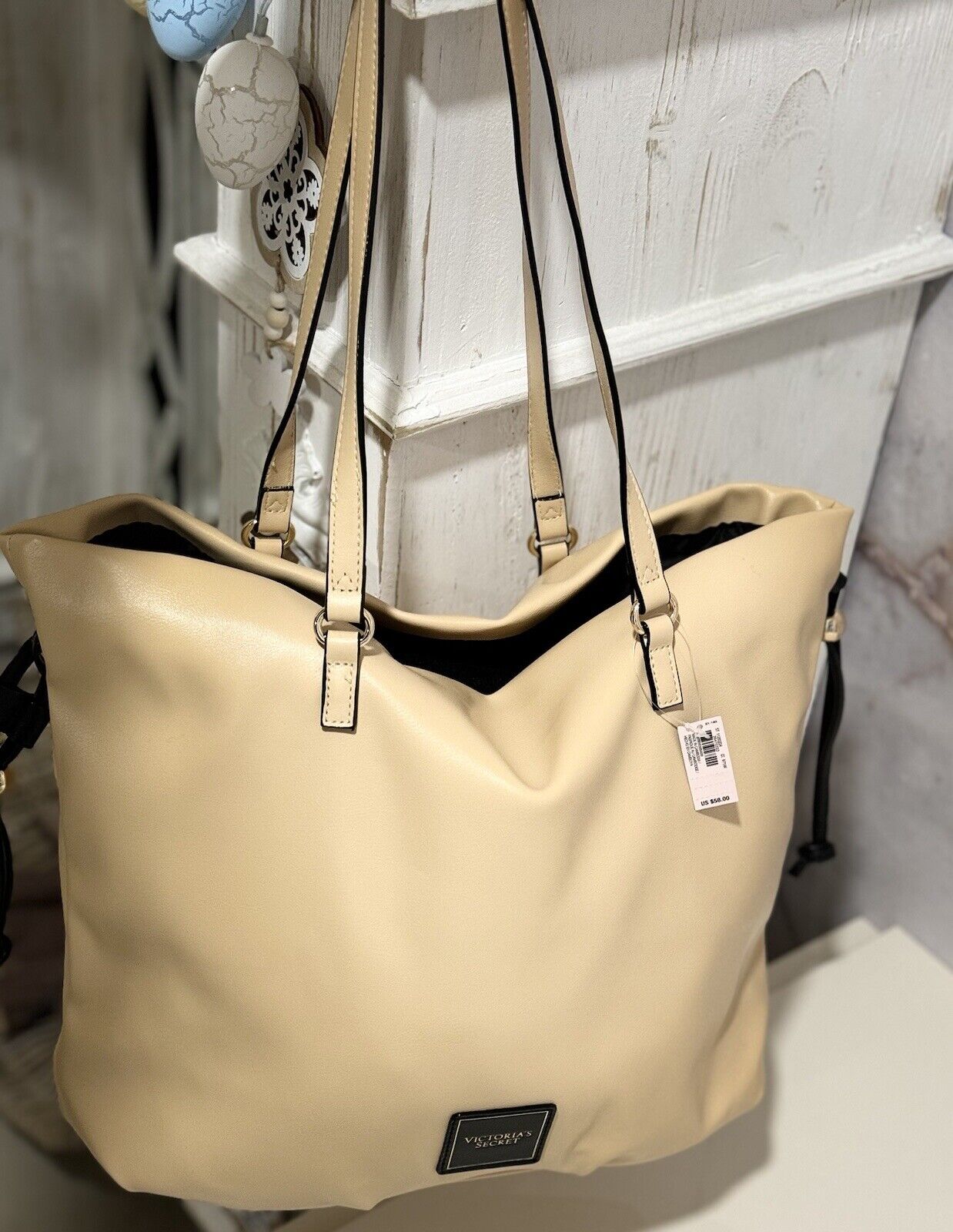 Victorias Secret Shopper Tasche Eco Leder Beige Henkeltasche Bag Neu Nude