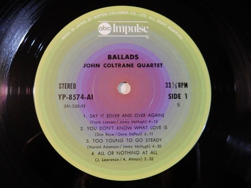 John Coltrane Quartet Ballads ABC Impulse! YP-8574-AI OBI JAPAN VINYL LP JAZZ GF - Imagen 5 de 6
