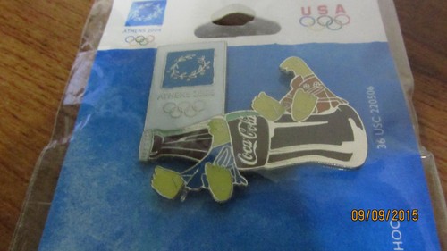 Lot of 3 Coke Machine Bottle Coca-Cola 2004 Athens Summer Olympic Pins Building - Picture 4 of 5