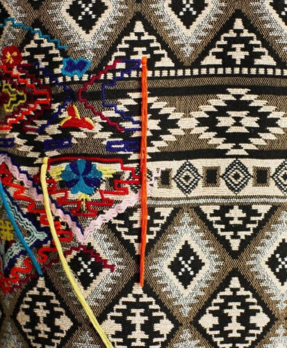 A444 ZARA KIMONO FRINGED TRIBAL AZTEC EMBROIDERED BLAZER COAT JACKET - S - Picture 16 of 17