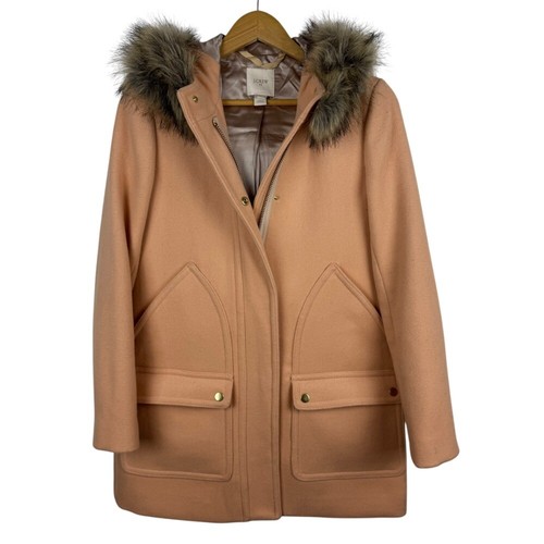 J.Crew Vail Parka Wollmantel Gr. 0 Kunstfell Kapuze Jacke Winter warm pfirsich pastell - Bild 3 von 15