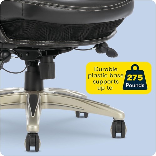 SERTA 44186 EXECUTIVE OFFICE DESK CHAIR W/ LUMBAR SUPPORT, BLACK BONDED LEATHER - Picture 12 of 12