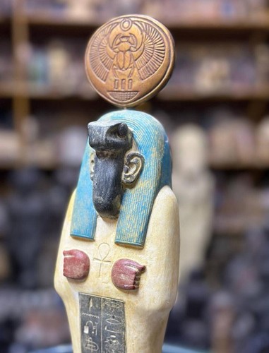 Antica statua egizia antiquariato dio scimmia-Uraeus cobra statua stile egizio BC - Foto 4 di 9